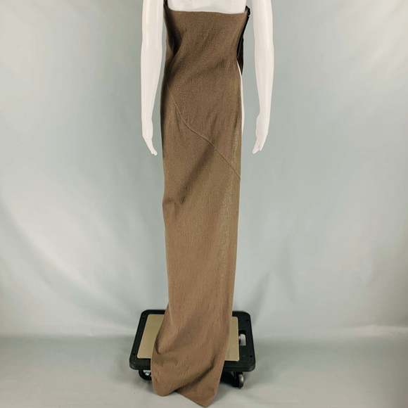 RICK OWENS FW23 Grey Taupe Wool Strapless Long Gown - Picture 4 of 7